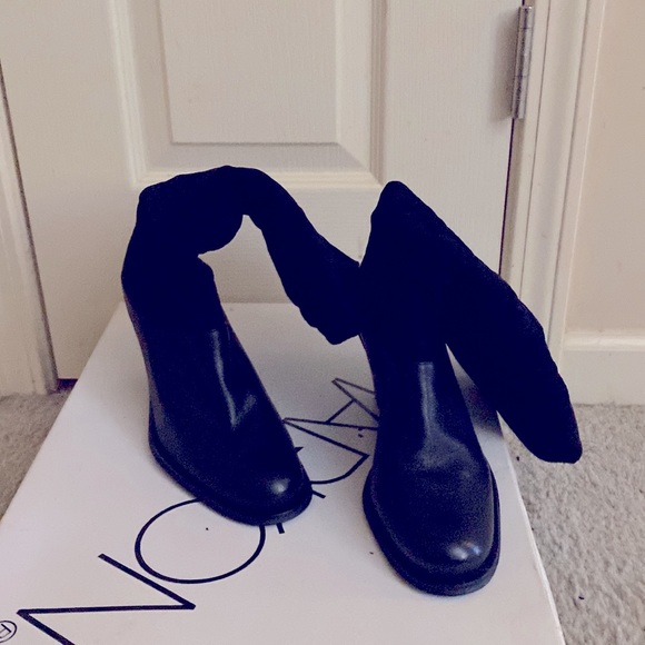 Marlon, suede /leather Scrunch boots size 8.5 style by Danielle, color black - Picture 5 of 10